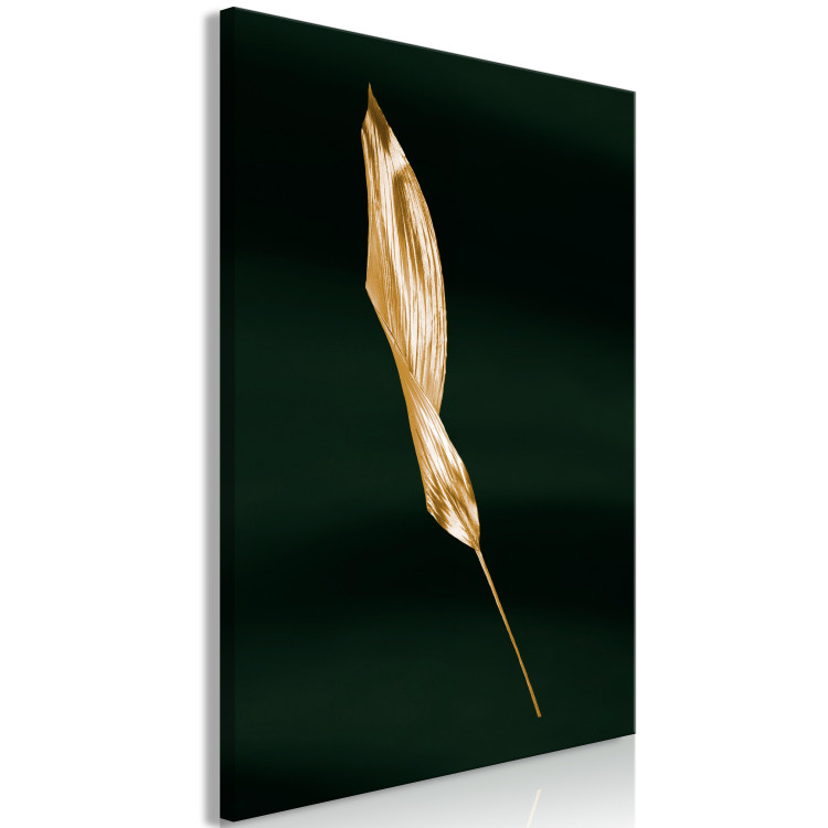 Canvas Print Gold bent leaf- Botanical theme on the background of green 135580 additionalImage 2