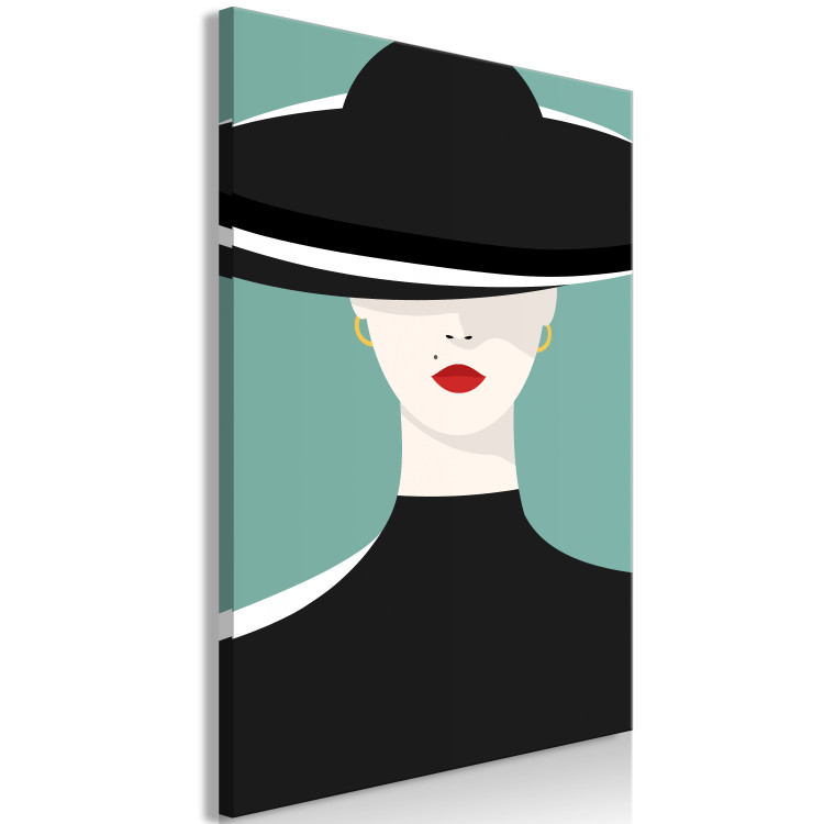 Canvas Print Femininity (1-piece) Vertical - portrait of a woman with a black hat 135680 additionalImage 2