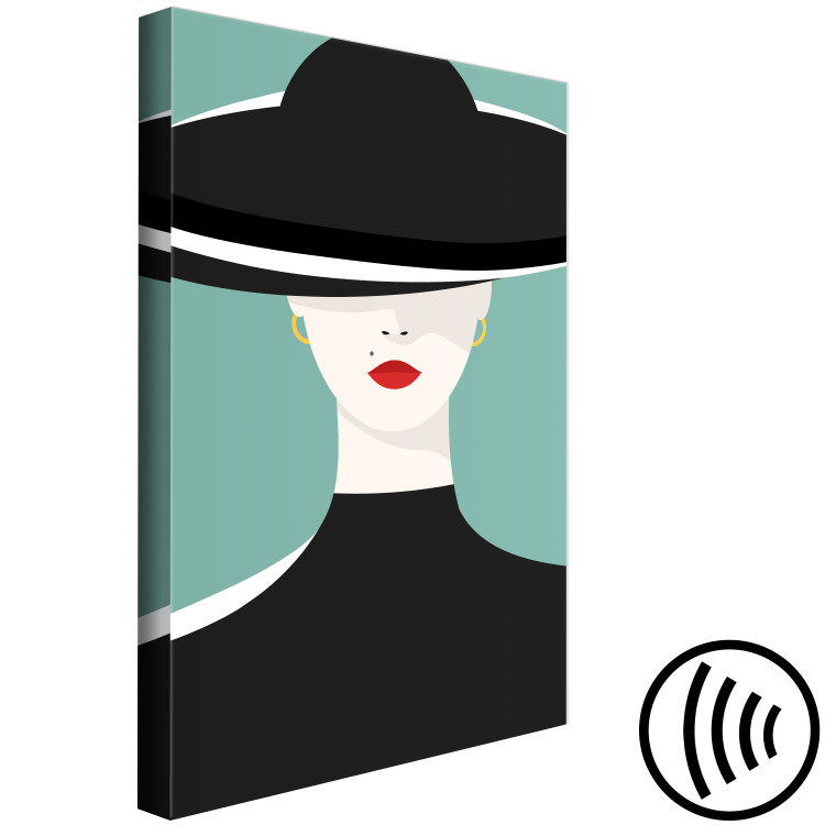 Canvas Print Femininity (1-piece) Vertical - portrait of a woman with a black hat 135680 additionalImage 6
