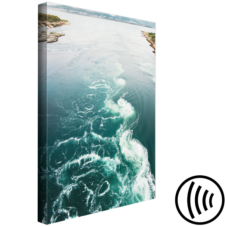 Canvas Print Turquoise Waves (1-piece) Vertical - water and mountain landscape in the background 138780 additionalImage 6