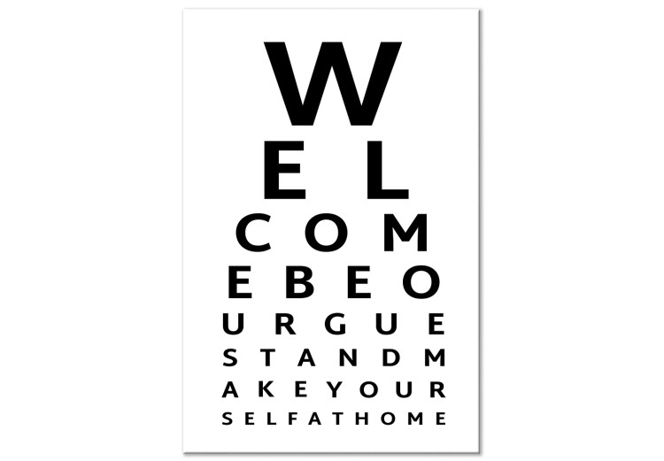 Canvas Art Print Welcome (1-piece) Vertical - black English text on white background 142380