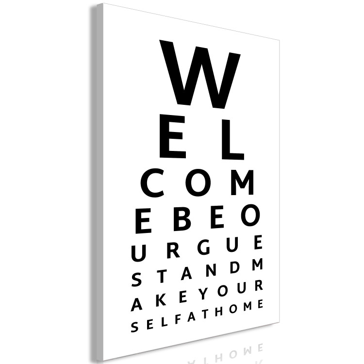 Canvas Art Print Welcome (1-piece) Vertical - black English text on white background 142380 additionalImage 2