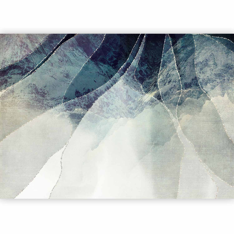 Photo Wallpaper Colour storm - abstract in blue tones with silver lines 143480 additionalImage 1