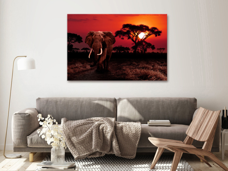 Canvas Art Print African Trek (1-piece) Wide - second variant - walking elephant 143680 additionalImage 3