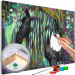 Paint by Number Kit Dark Beauty - Long Haired Horse on an Abstract Colored Background 144080