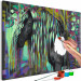 Paint by Number Kit Dark Beauty - Long Haired Horse on an Abstract Colored Background 144080 additionalThumb 3