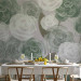 Wall Mural Dense Roses - Painted Large Flowers in Shades of Green on a Gray Background 145180 additionalThumb 6
