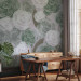 Wall Mural Dense Roses - Painted Large Flowers in Shades of Green on a Gray Background 145180 additionalThumb 4