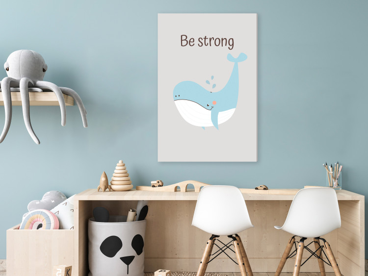 Canvas Art Print Be Strong (1-piece) - whale and motivational slogan for children 146580 additionalImage 3