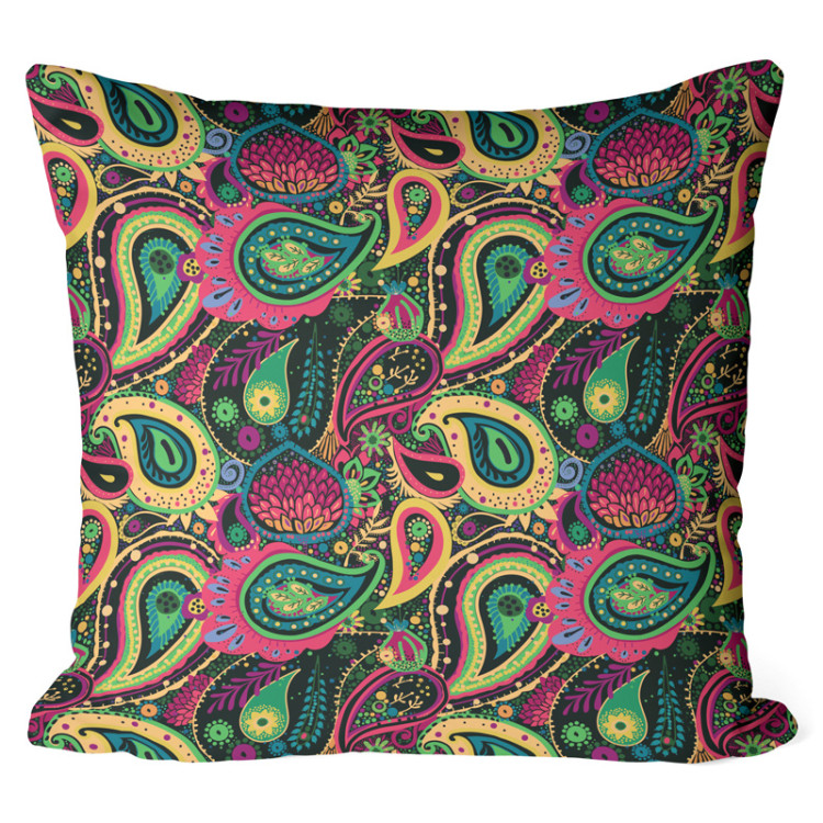 Decorative Microfiber Pillow Colourful teardrops - composition with geometric motif and flowers cushions 146980