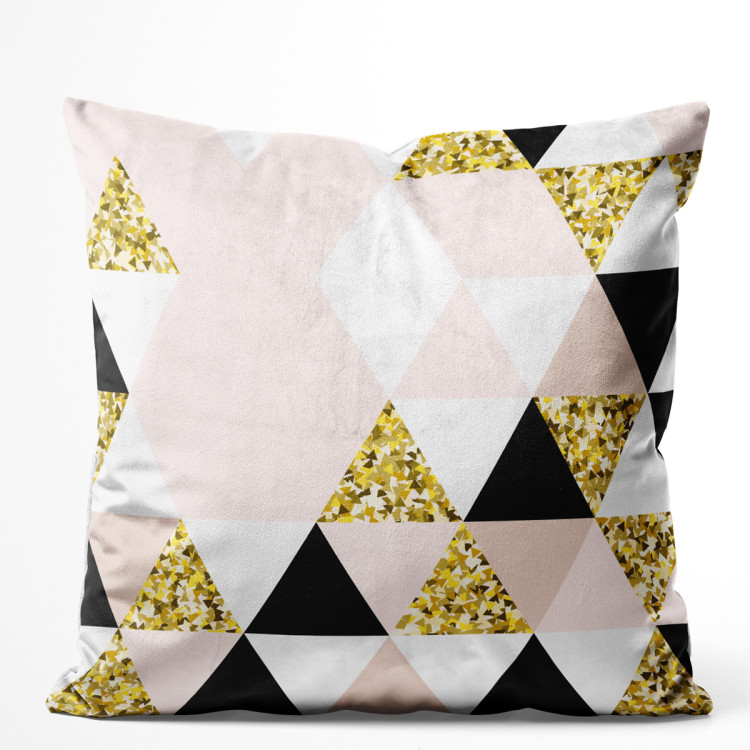 Decorative Velor Pillow Golden kaleidoscope - an abstract geometric glamour composition 147080