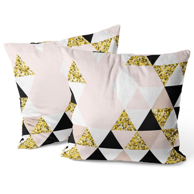 Decorative Velor Pillow Golden kaleidoscope - an abstract geometric glamour composition 147080 additionalImage 3