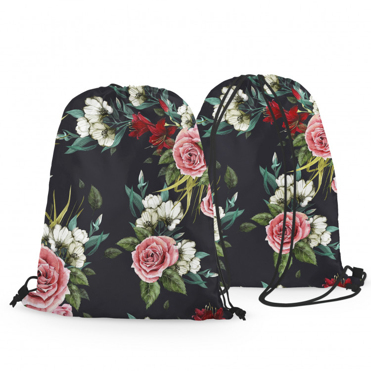 Backpack Simple beauty - vintage style rose flower design on black background 147580 additionalImage 2