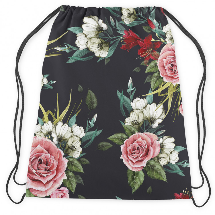 Backpack Simple beauty - vintage style rose flower design on black background 147580 additionalImage 3