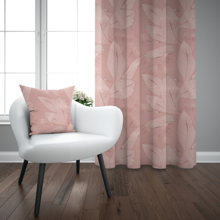 Decorative Curtain Pink wine - graphic leaves in shades of pink in glamour style 147680 additionalImage 3