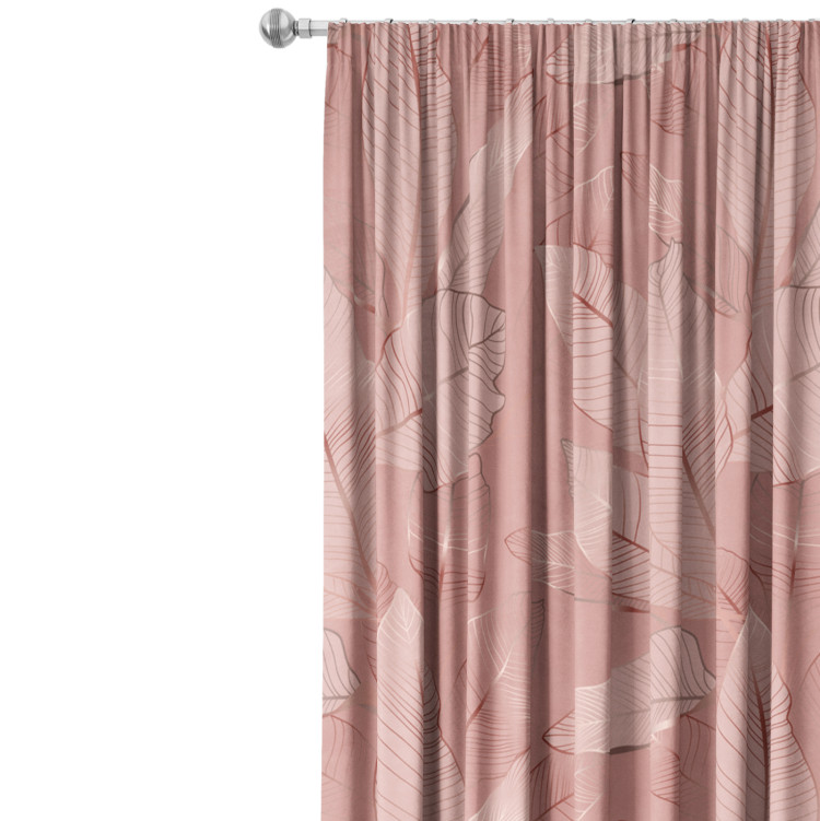 Decorative Curtain Pink wine - graphic leaves in shades of pink in glamour style 147680 additionalImage 4
