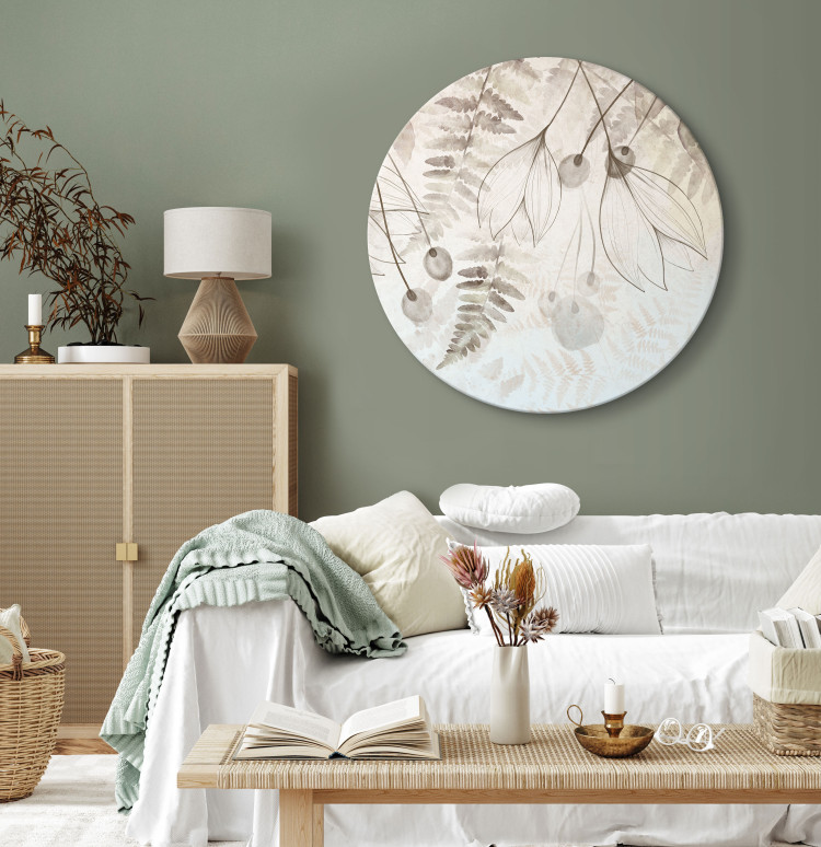 Round Canvas Botanical Boho Meadow - Brown Dried Flowers and Fern Leaves 148680 additionalImage 4