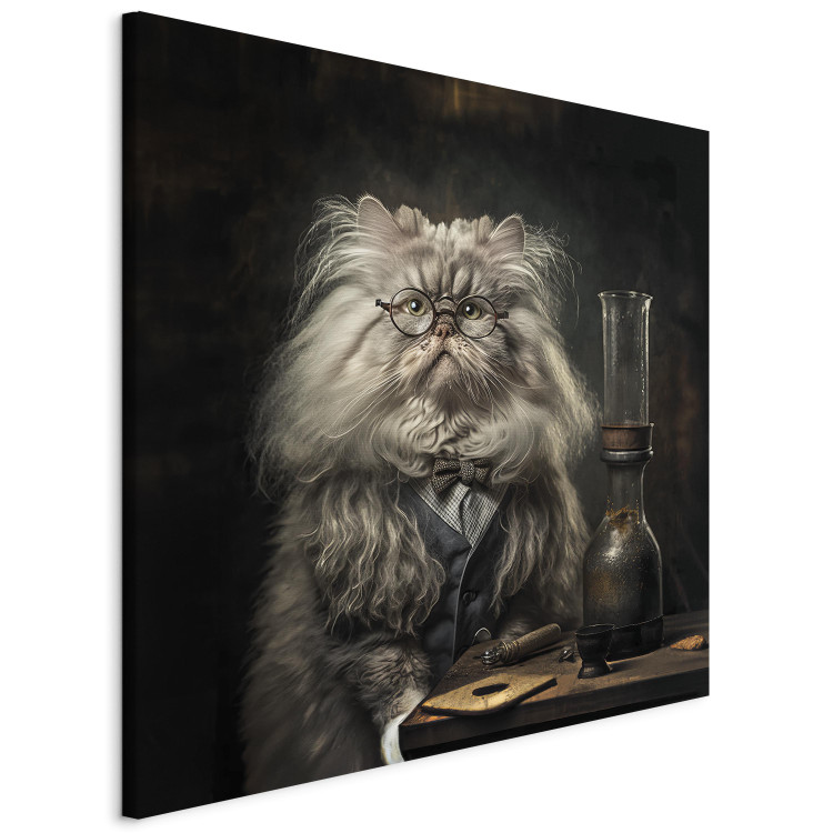 Canvas Print AI Persian Cat - Portrait of a Fantasy Animal in the Guise of a Professor - Square 150180 additionalImage 2