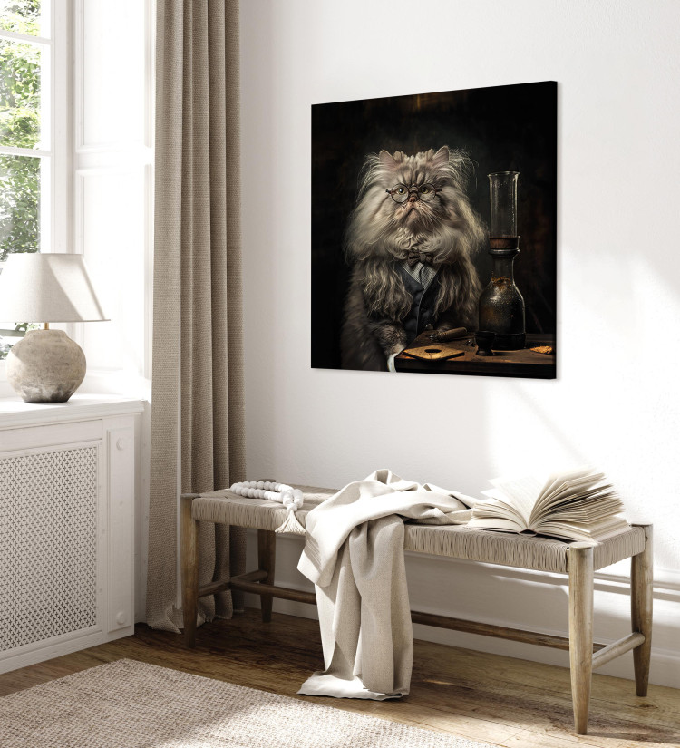 Canvas Print AI Persian Cat - Portrait of a Fantasy Animal in the Guise of a Professor - Square 150180 additionalImage 4