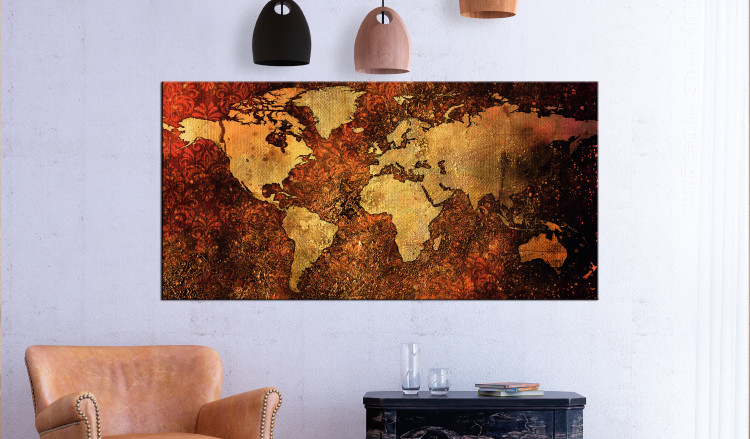 Large canvas print Copper World Map II [Large Format] 150780 additionalImage 5