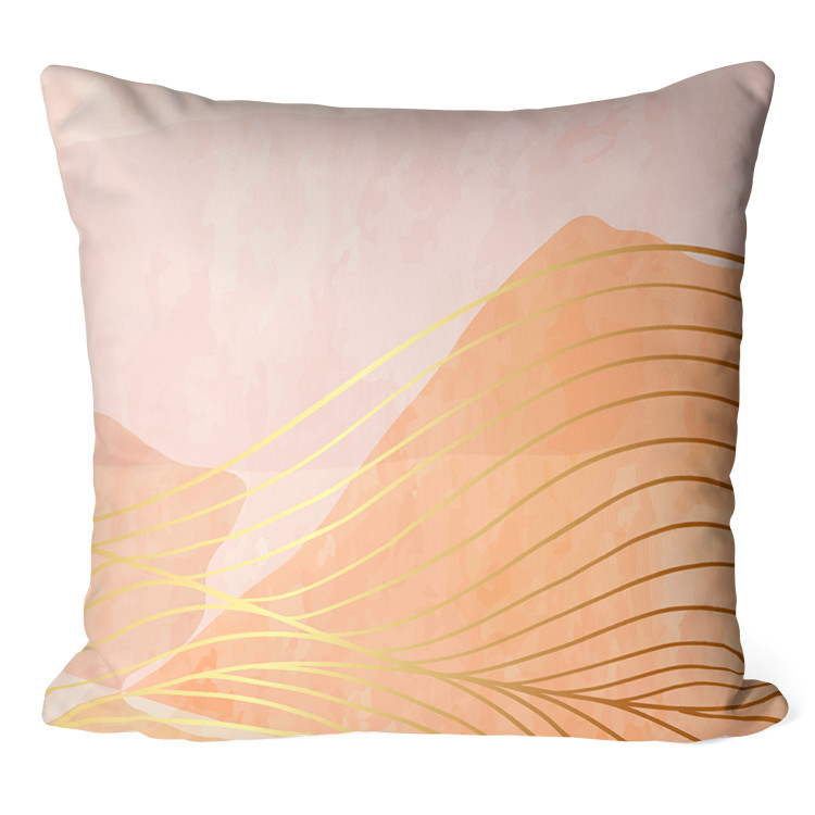 Decorative Microfiber Pillow Orange Hill - An Abstract Composition With a Linear Motif 151380