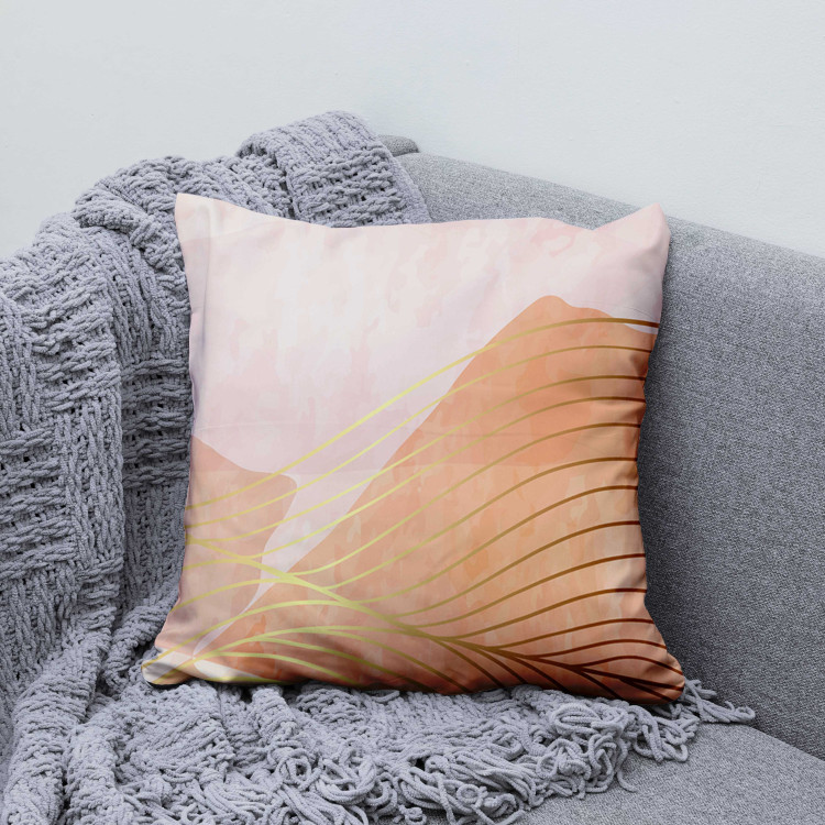 Decorative Microfiber Pillow Orange Hill - An Abstract Composition With a Linear Motif 151380 additionalImage 4