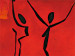 Canvas Print Ritual (1-piece) - silhouettes dancing on a red background with designs 47080 additionalThumb 2