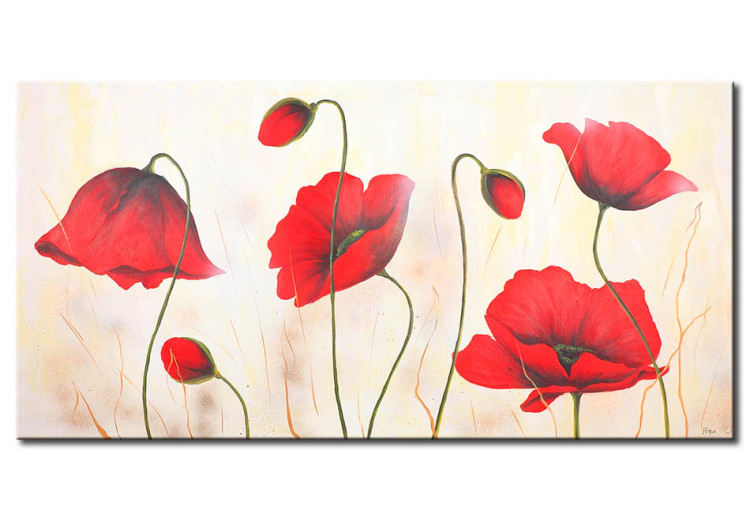 Canvas Red Poppies in the Mist (1-piece) - floral motif with flowers 47180