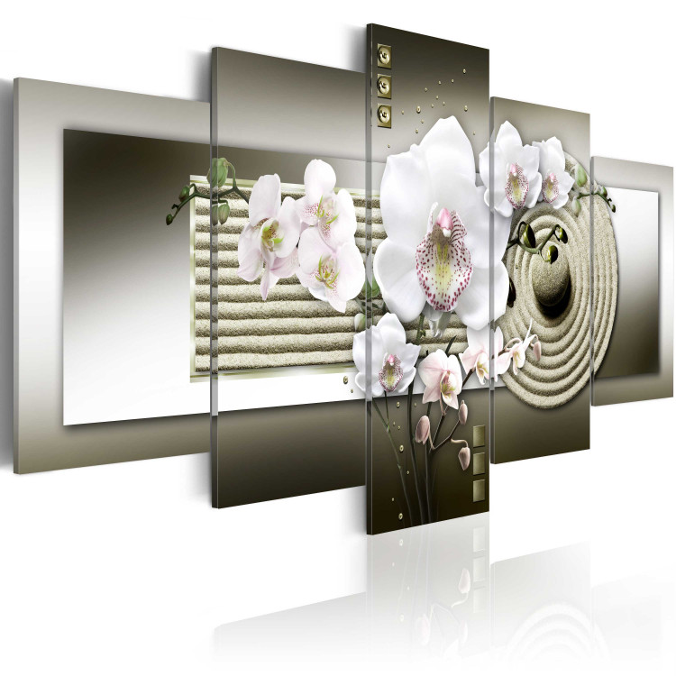 Canvas Print Orchid and zen garden in grey 55480 additionalImage 2