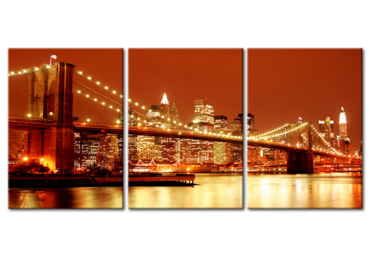 Canvas Art Print New York: Brooklyn Bridge by night 58380
