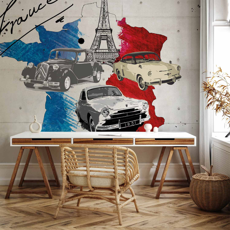 Wall Mural Composition - Map of France in Flag Colours with Cars and Eiffel Tower 60080 additionalImage 4