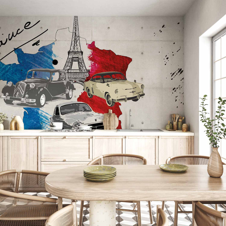 Wall Mural Composition - Map of France in Flag Colours with Cars and Eiffel Tower 60080 additionalImage 6