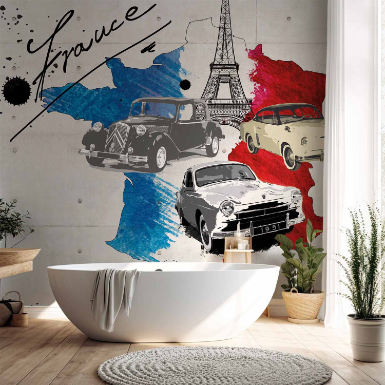 Wall Mural Composition - Map of France in Flag Colours with Cars and Eiffel Tower 60080 additionalImage 8