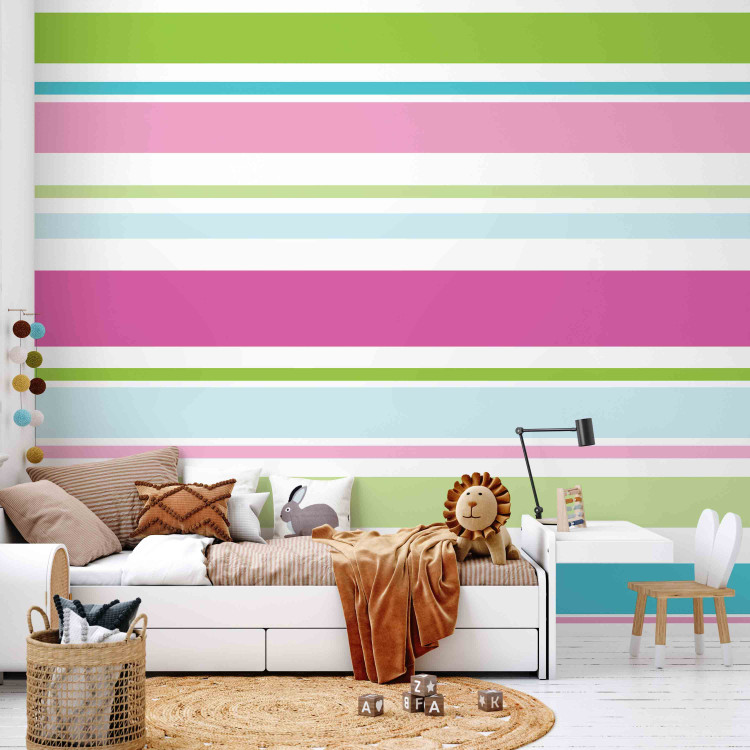Photo Wallpaper Bright Stripes - Background with Geometric Shape in the Form of Colorful Stripes 60780 additionalImage 6