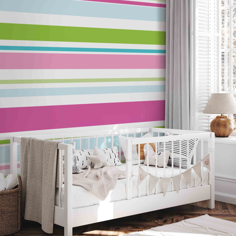 Photo Wallpaper Bright Stripes - Background with Geometric Shape in the Form of Colorful Stripes 60780 additionalImage 5