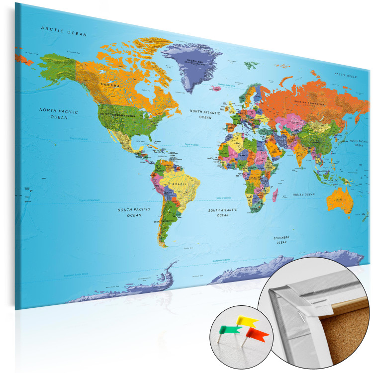 Decorative Pinboard Colourful Note [Cork Map] 94580