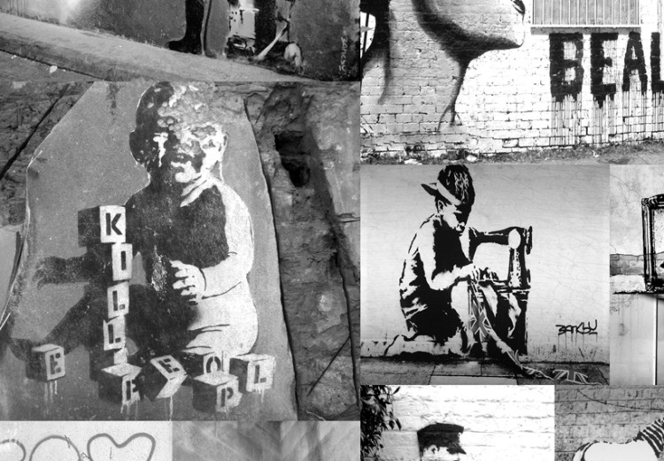 Canvas Print Urban Inspiration (1-part) - Black and White Banksy Graffiti 94880 additionalImage 4