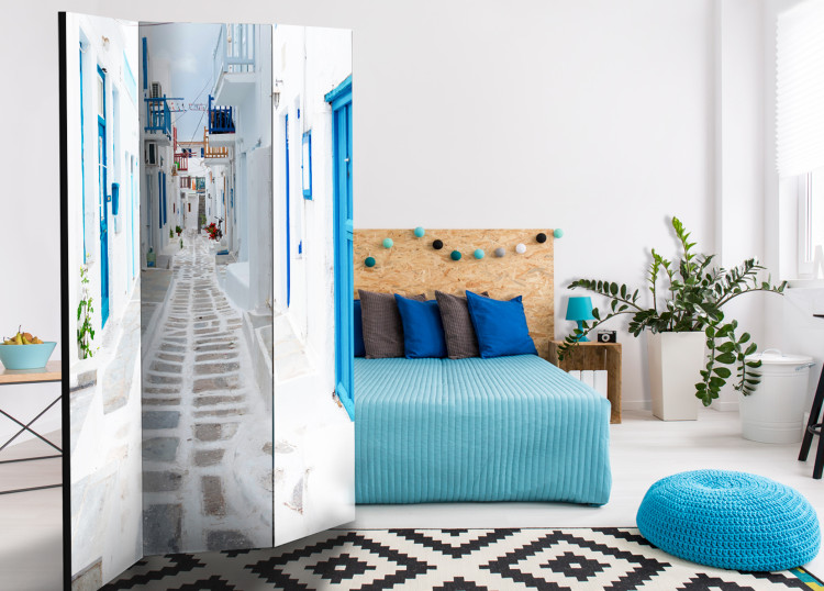 Room Divider Screen Greek Dream Island - stone architecture with blue details 95280 additionalImage 4