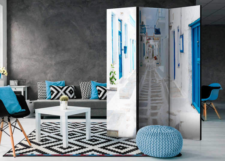 Room Divider Screen Greek Dream Island - stone architecture with blue details 95280 additionalImage 2