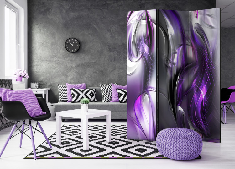 Room Divider Purple Swirls - abstract purple and gray swirling waves 95380 additionalImage 4