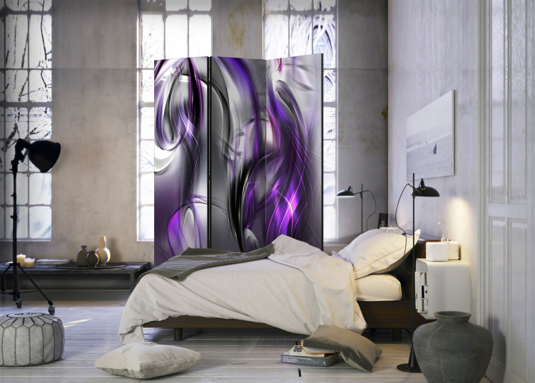 Room Divider Purple Swirls - abstract purple and gray swirling waves 95380 additionalImage 2