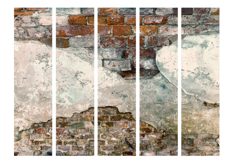 Room Divider Crumbled Walls II - texture of orange bricks with concrete elements 95480 additionalImage 3