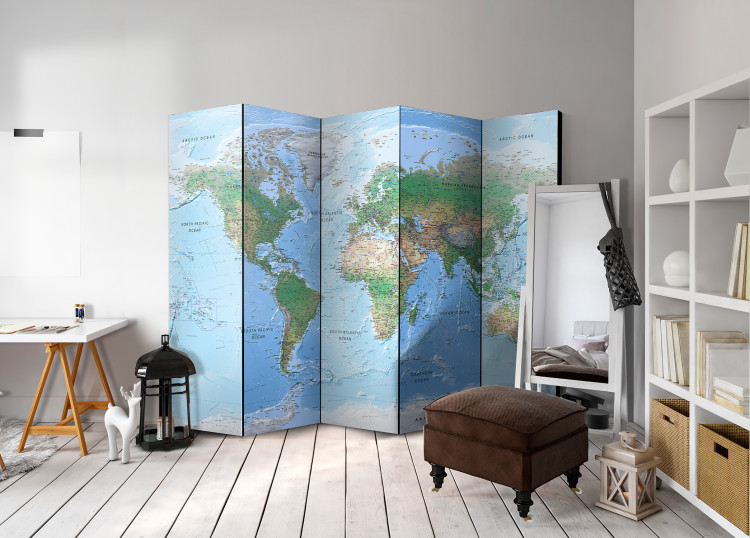 Folding Screen World Map - map with colorful continents and English inscriptions 95680 additionalImage 4