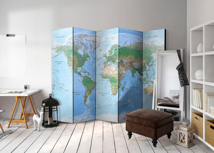 Folding Screen World Map - map with colorful continents and English inscriptions 95680 additionalImage 2
