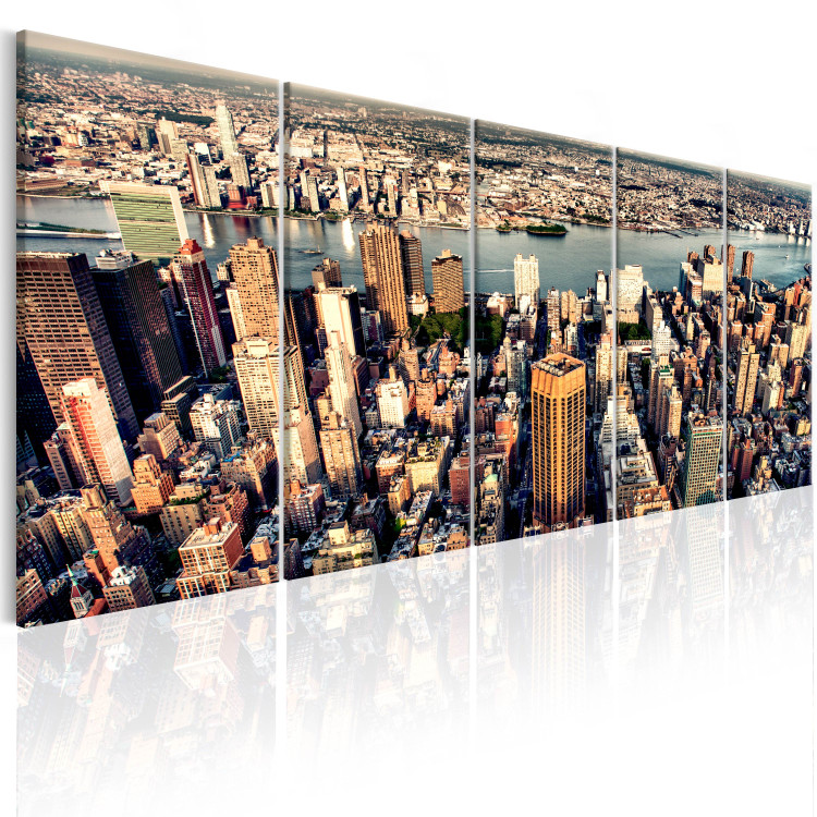 Canvas Flight Over New York (5-piece) - Bird's Eye View of the City 98580 additionalImage 2