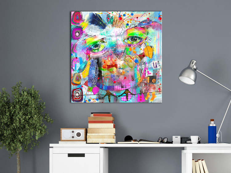 Canvas Art Print Colorful Owl (1-piece) - Multicolored Pop Art Style Abstraction 106590 additionalImage 3