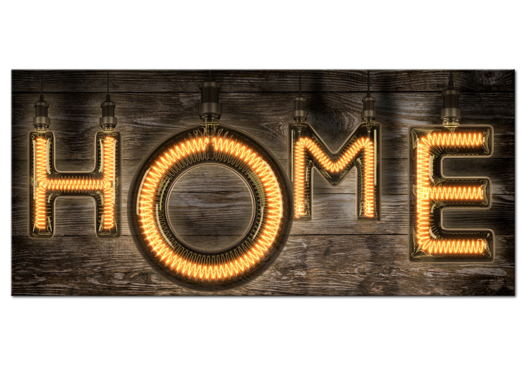 Canvas Bulb Home - Bright Inscription on Wooden Texture in Vintage Style 107290