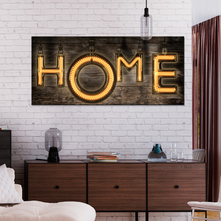 Canvas Bulb Home - Bright Inscription on Wooden Texture in Vintage Style 107290 additionalImage 3