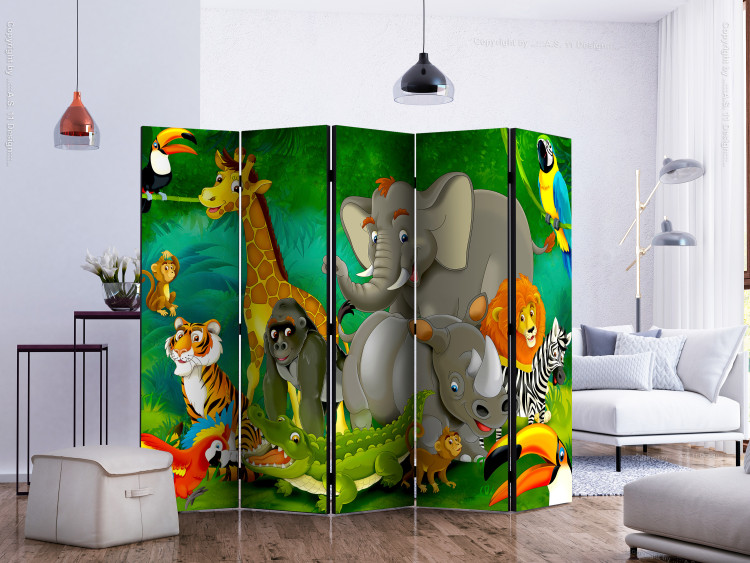 Room Divider Colorful Safari II - cartoon animals against the backdrop of an African jungle 113890 additionalImage 2