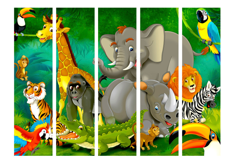 Room Divider Colorful Safari II - cartoon animals against the backdrop of an African jungle 113890 additionalImage 3
